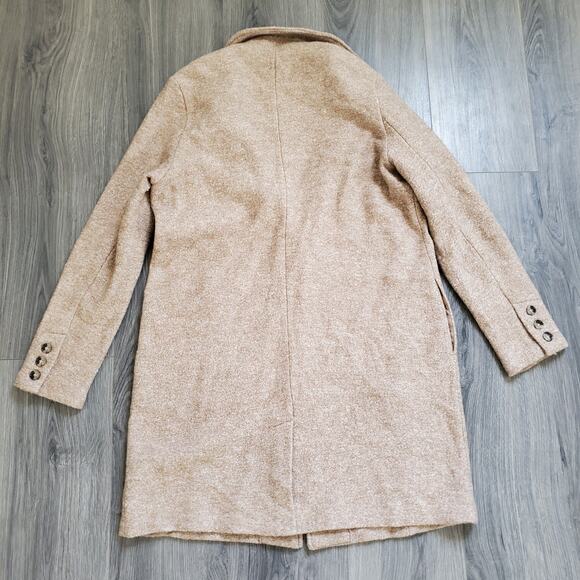 Rachel Zoe Coat Womens Large Tan Wool Blend Single Button Long Overcoat Classic - Picture 2 of 8
